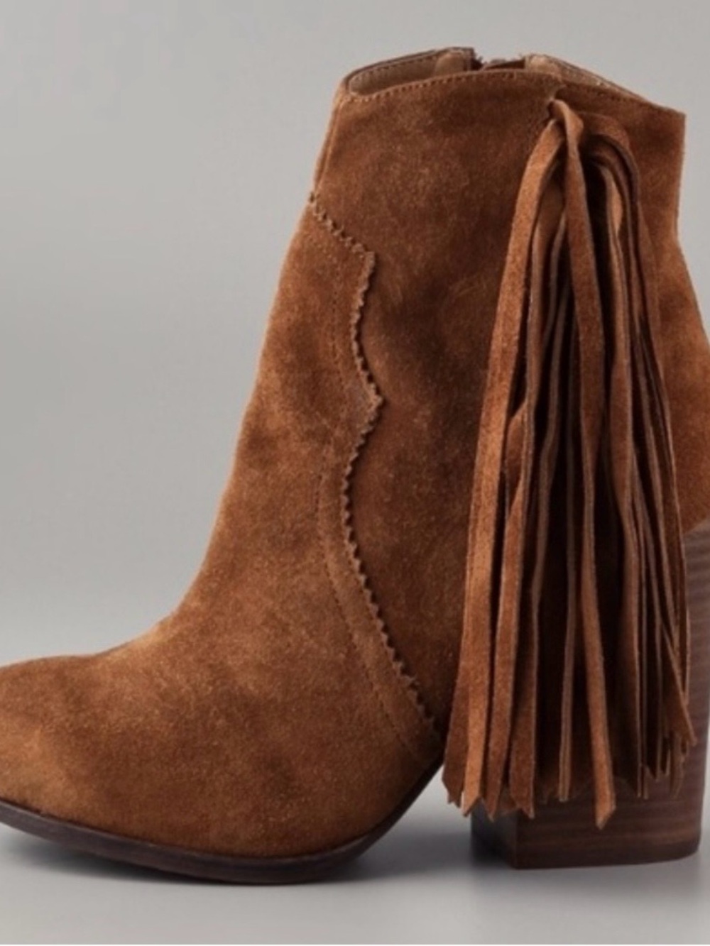 Vintage platform Jeffrey Campbell Suede Fringe Ankle Boots - Brown
